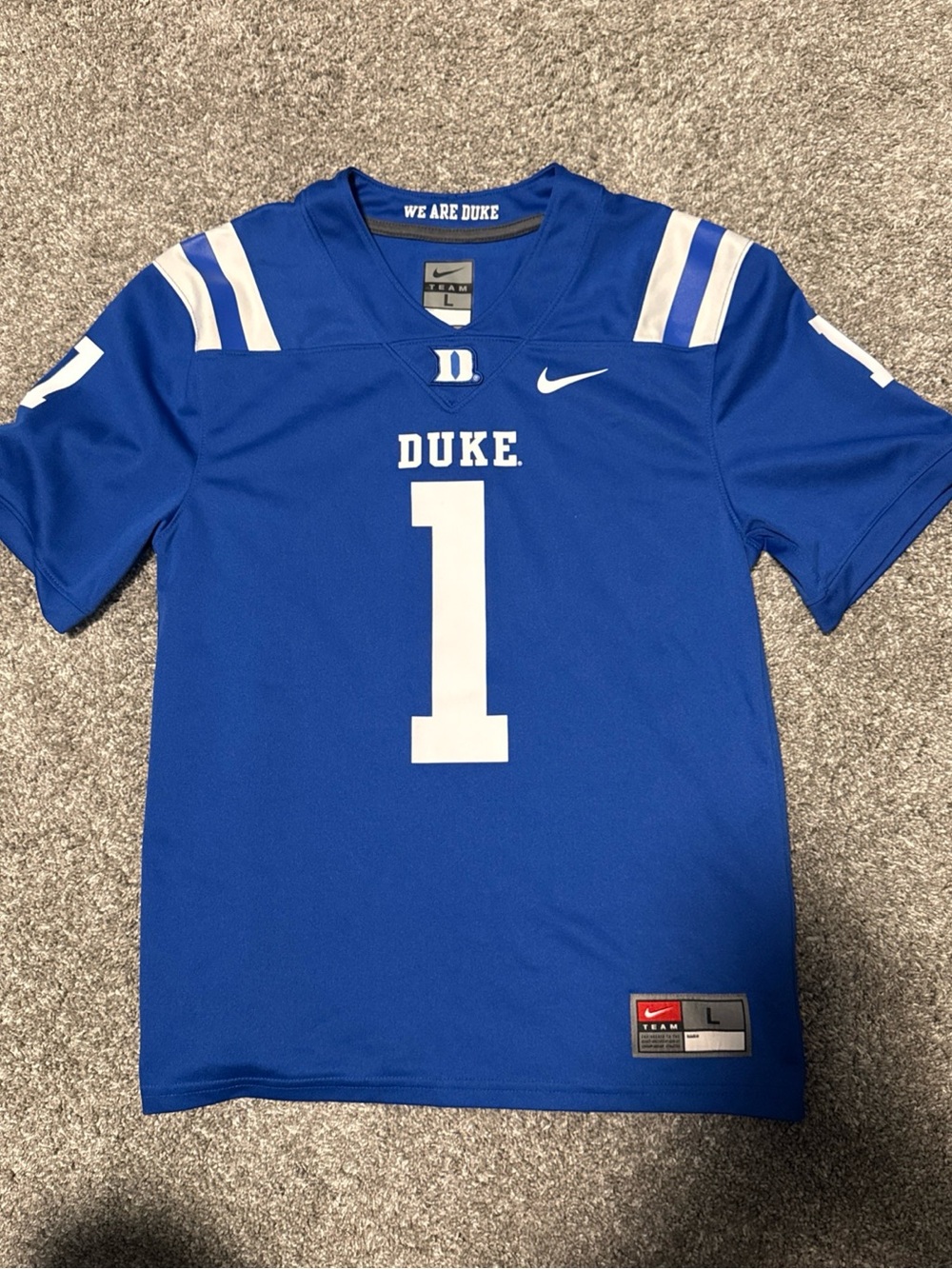 Nike Duke Royal Blue #1 Football Jersey Youth Large